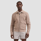 Full Zip Linen Bomber Jkt - Oak Hall