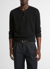 Jacquard Rib L/S Henley - Oak Hall