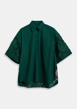 Kali Oversized Lace Shirt - Dark Green