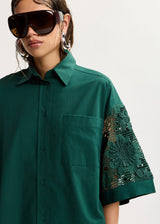 Kali Oversized Lace Shirt - Dark Green