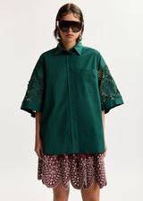 Kali Oversized Lace Shirt - Dark Green