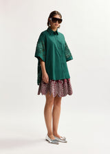 Kali Oversized Lace Shirt - Dark Green