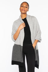 Kinross Cashmere Textured Colorblock Wrap - Sterling Multi