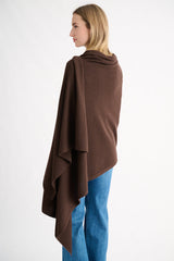 Kinross Cashmere Garter Trim Travel Wrap - Chocolate