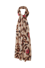Kinross Cashmere Painted Leopard Print Scarf - Sandstone Multi