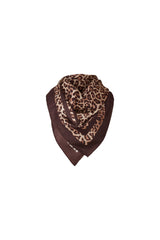 Kinross Cashmere Leopard Print Square Scarf - Chocolate Multi