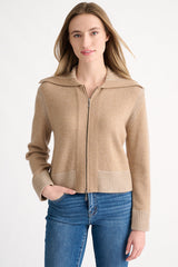 Plaited Zip Cardigan - Scotch Agate