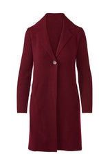 Rib Sleeve Notch Collar Cardigan - Cordovan