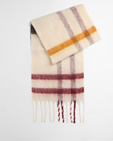 Isla Tartan Boucle Scarf - Ecru Muted Tartan