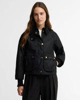 Barbour Cropped Beadnell Waxed Jacket - Black/Classic