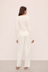 Eberjey Pointelle V-Neck Henley - Ivory