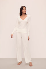 Eberjey Pointelle V-Neck Henley - Ivory