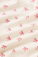 Eberjey Gisele Printed Long PJ Set - Mini Bow Ivory/Holly Red