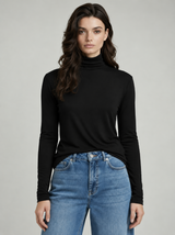 Soft Touch Crop Long Sleeve Mock Neck - Noir