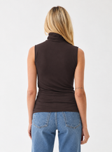 Soft Touch Sleeveless Turtleneck - Chocolate Mousse