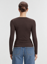 Soft Touch Long Sleeve Crewneck T-Shirt - Chocolate Mousse