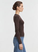 Soft Touch Long Sleeve Crewneck T-Shirt - Chocolate Mousse