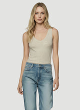 Soft Touch V-Neck Tank - Ecru Chine
