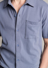 Sueded Jersey Short Sleeve Button Down - Oak Hall