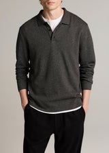 Heathered Dbl Face Long Sleeve Polo