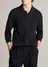Variegated Texture Long Sleeve Polo