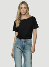 Supima Cotton Semi Relaxed Short Sleeve Crewneck T-Shirt - Noir