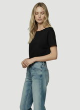 Supima Cotton Semi Relaxed Short Sleeve Crewneck T-Shirt - Noir