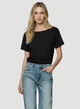 Supima Cotton Semi Relaxed Short Sleeve Crewneck T-Shirt - Noir