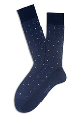 Marcoliani Pima Cotton Contemporary Dots Mid-Calf Sock - Navy