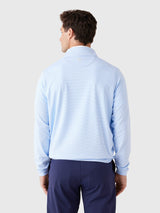 Perth Sugar Stripe Performance Quarter-Zip - Cottage Blue/White