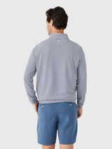 Perth Sugar Stripe Performance Quarter-Zip - Navy/White