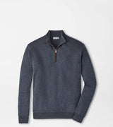 Peter Millar Autumn Crest Suede Trim Quarter-Zip Charcoal