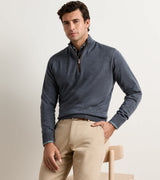 Peter Millar Autumn Crest Suede Trim Quarter-Zip Charcoal