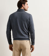 Peter Millar Autumn Crest Suede Trim Quarter-Zip Charcoal