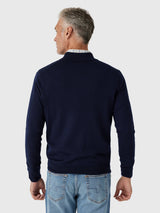 Autumn Crest Suede Trim Quarter-Zip - Navy