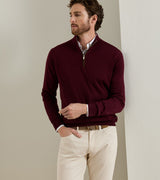 Autumn Crest Suede Trim Quarter-Zip - Bordeaux