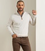 Autumn Crest Suede Trim Quarter-Zip - Ivory