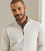 Autumn Crest Suede Trim Quarter-Zip - Ivory