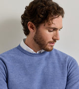 Autumn Crest Honeycomb Crewneck Sweater - Blue Freesia