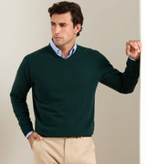 Crown Heritage Cashmere V-Neck Sweater - Pine Brook