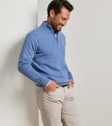 Crown Anniversary Cashmere Quarter-Zip Sweater - Astral Blue