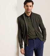 Peter Millar Excursionist Flex Full-Zip Sweater Dark Olive