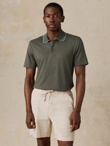 Faherty Short Sleeve Movement Pique Polo - Tropics Olive Melange