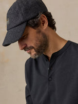 Faherty Long Sleeve Waffle Henley - Ridge Black