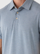 Faherty Short Sleeve Movement Polo - Mountain Creek Stripe