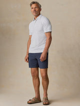 Faherty Short Sleeve Movement Pique Polo - Ivory Blue Moonlight