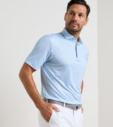 Gingham Performance Jersey Polo - Sean Self Collar - Oak Hall