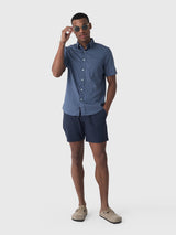 Faherty Short Sleeve Movement Shirt - Navy Sky Diamond