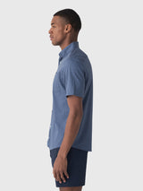 Faherty Short Sleeve Movement Shirt - Navy Sky Diamond