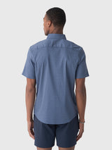 Faherty Short Sleeve Movement Shirt - Navy Sky Diamond